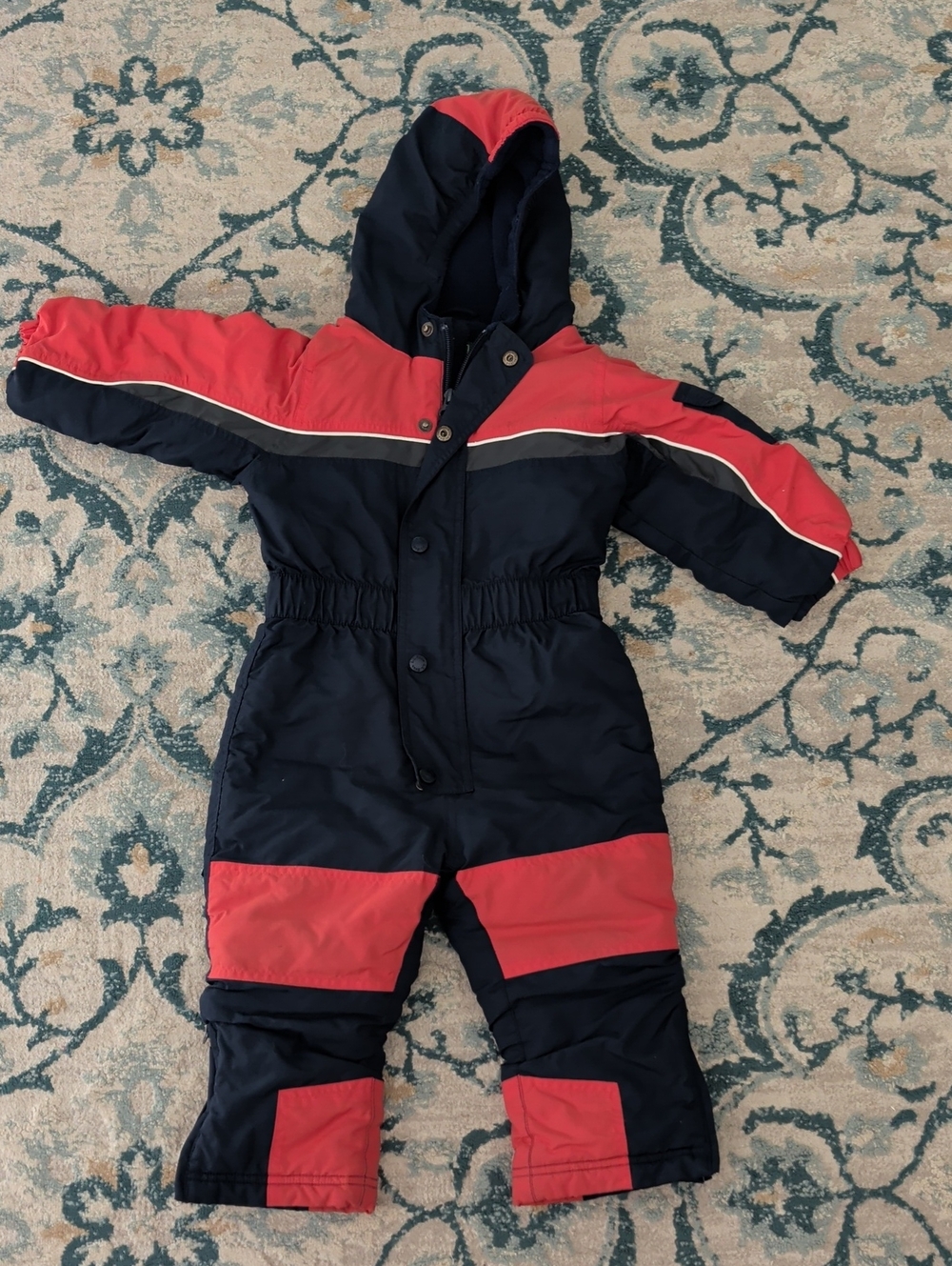 2T LL.Bean Hooded One-Piece Snowsuit - Navy and Red